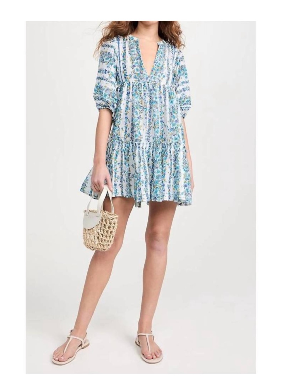 Papette St Barth Aria Floral Puff Sleeve Mini Dress | Women’s Small/Medium